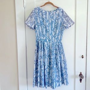 Georgia Griffin Vintage 1960’s Blue & White  Handmade Print Dress